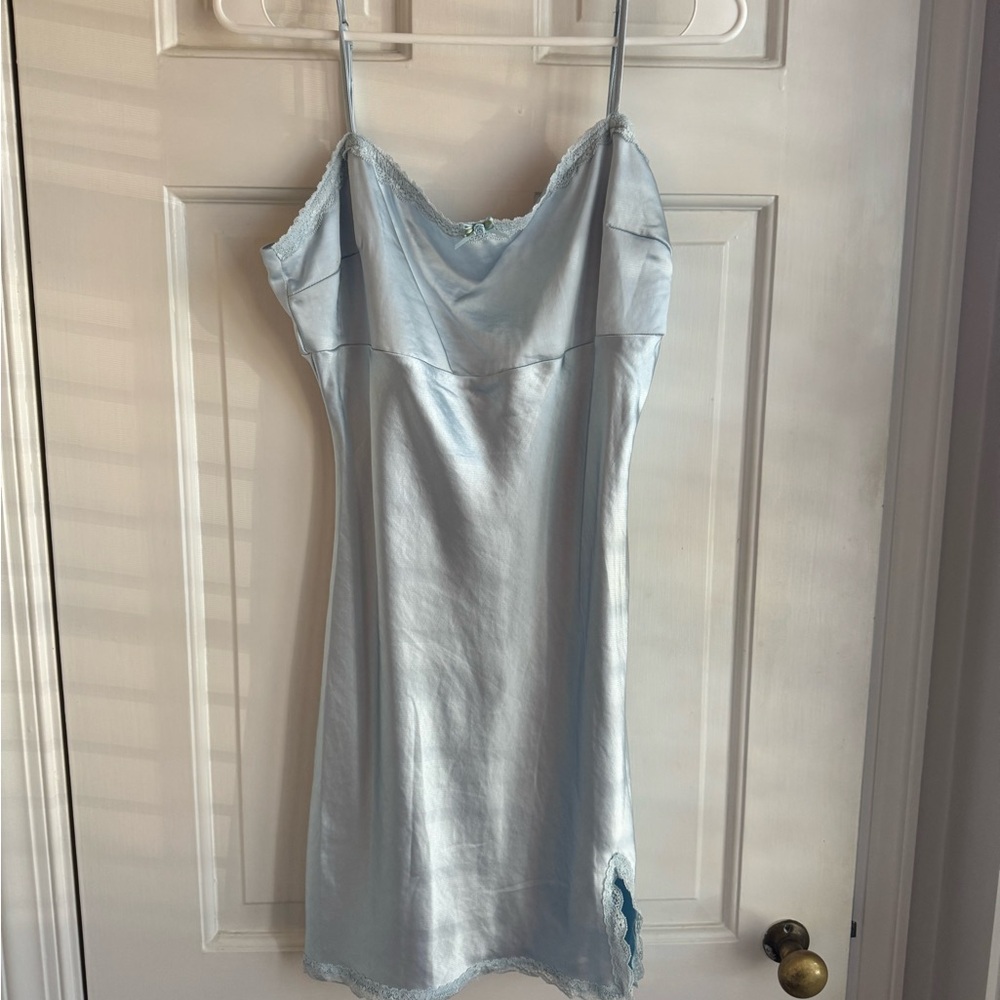 Lush Light Blue Satin Chemise